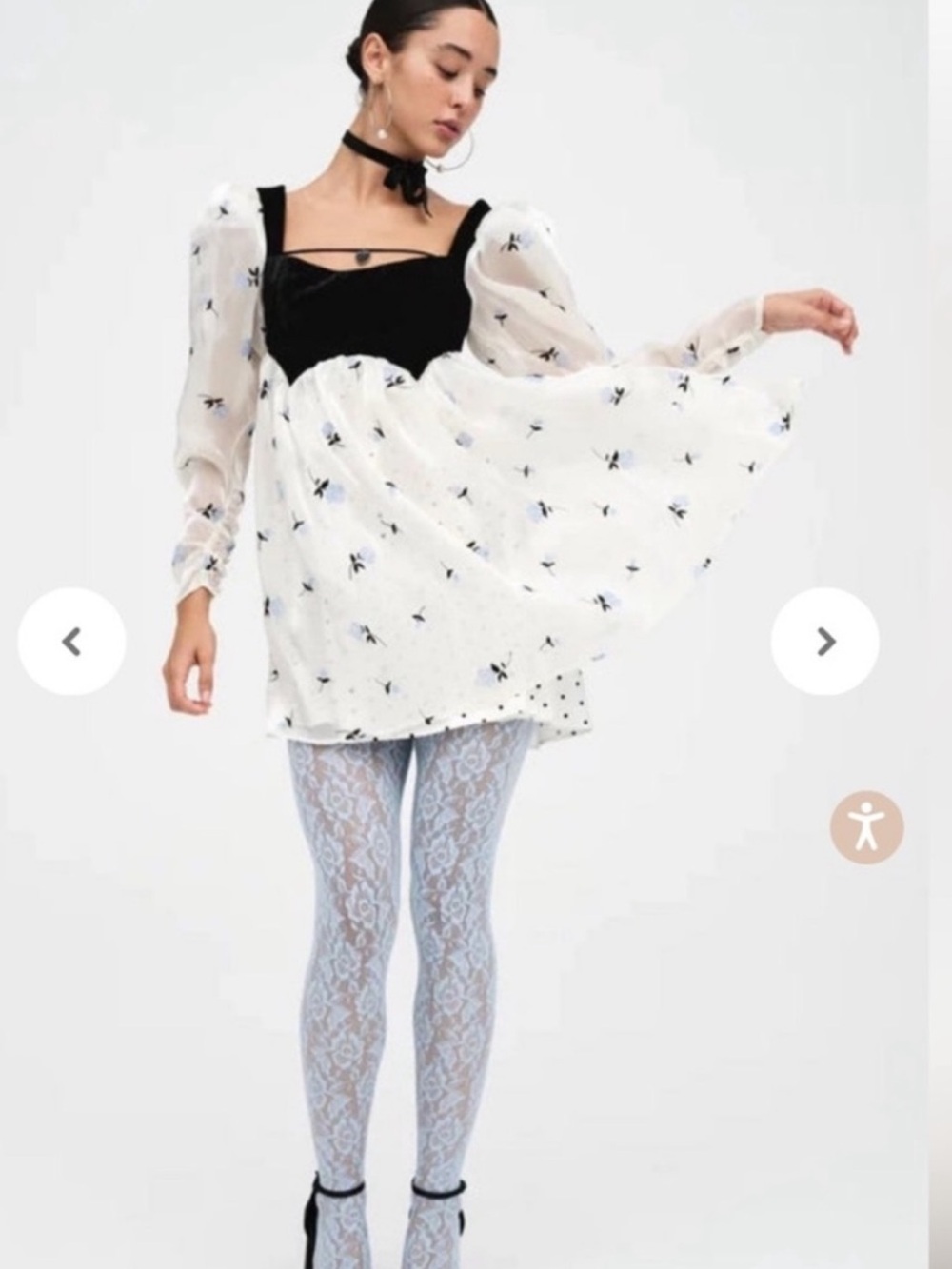 For Love and Lemons Marcella mini dress puff sleeve NWT babydoll sheer velvet